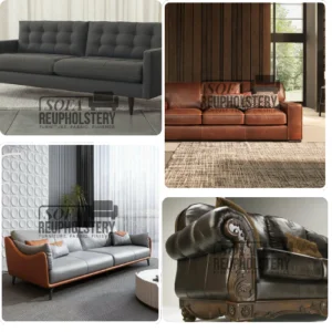 Black Leather sofa Upholstery Services Dubai